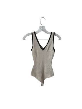 Caroline Constas Sleeveless Bodysuit Lace Trim V-Neck Size Small